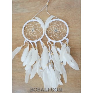 double circle dream catcher feathers small hanging wall